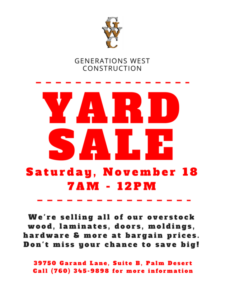 Generations West Yard Sale flyer